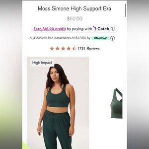 Girlfriend Collective Simone Moss Green High Impact Bra